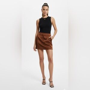 Amanda Uprichard Brown Silk Micro Mini Skirt Y2K Revolve Small